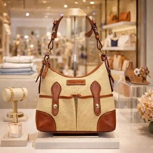 Dooney & Bourke Vintage Small Lucy Hobo Brown Tan Shoulder Bag